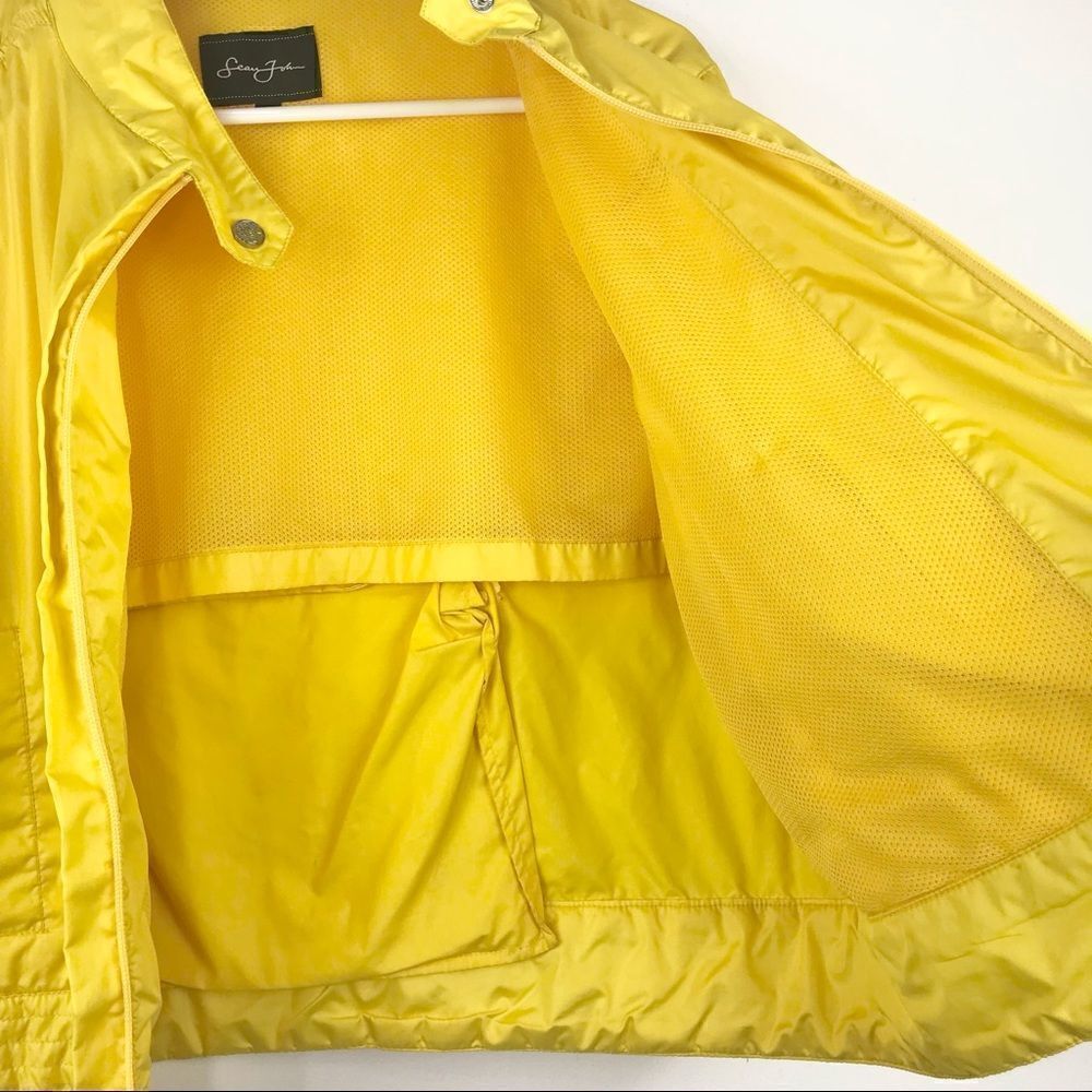 Sean John Lemon Yellow Nylon Zip Up Crop Jacket - Picture 9 of 16